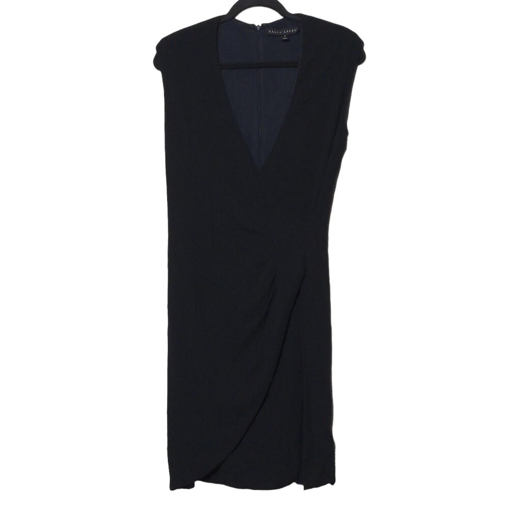 Ralph Lauren Black Label Sheath Dress Black Stretch Sleeveless Viscose Zip 8